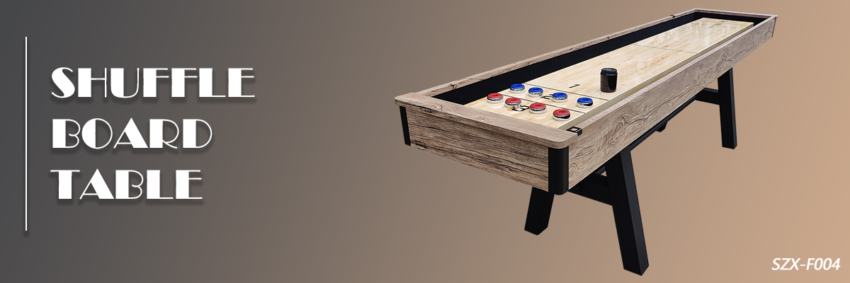 Baked Black Sand Finish Shuffleboard With Wood Grain Court Scoring Table